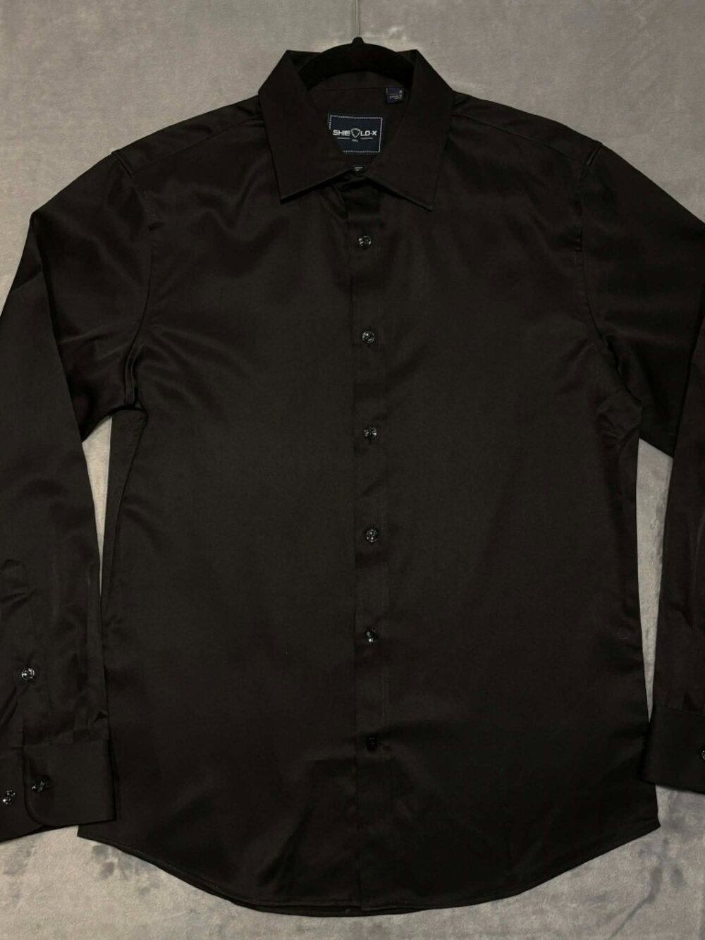 NWOT Shield-X Flex Men's Small Standard Fit Black Long Sleeve Button-Up Shirt